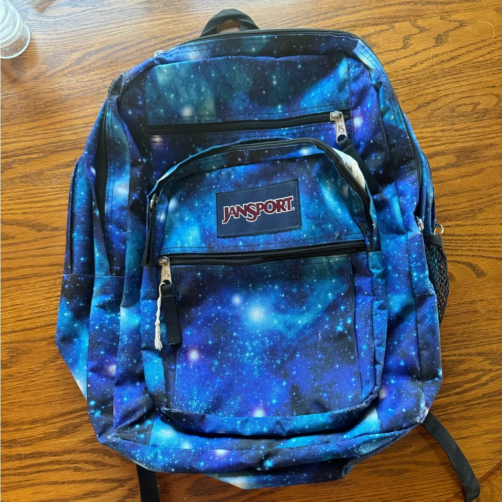 JanSport Big Student Backpack Galaxy Stars Night Sky Laptop Padded Compartment
